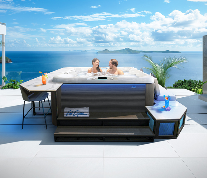 Calspas hot tub being used in a family setting - Champaign